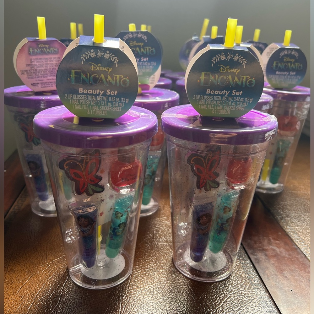 BRAND NEW Encanto Beauty Set Tumbler, Lip Gloss, Nail File, Sticker Sheet